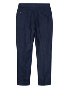 Ralph Lauren Purple Label pleated linen tapered trousers - Blauw
