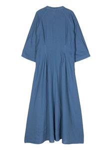 ASPESI Linnen maxi-jurk met A-lijn - Blauw