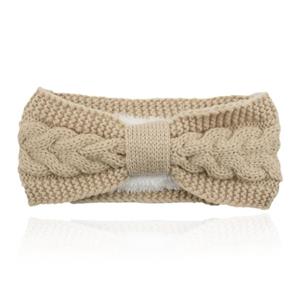 LGT JWLS Dames Hoofdband - Beige, Katoen met Fleece Voering en Kabelpatroon