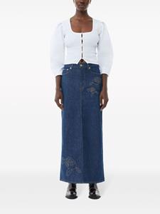 GANNI Rose denim maxi-rok - Blauw