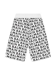 balmainkids Balmain Kids Katoenen shorts met logoprint - Wit