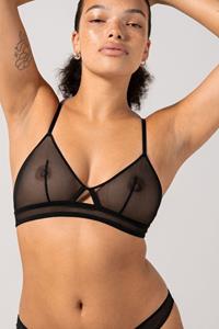 Understatement Damen vegan Triangel Bralette Cut-Out Mesh Schwarz