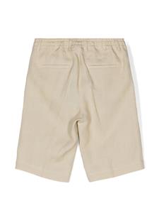 dolce&gabbanakids Dolce & Gabbana Kids Linnen bermuda shorts met logo-applicatie - Beige