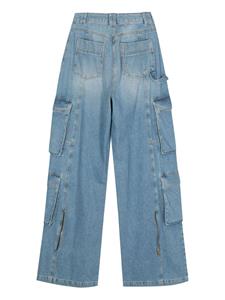 elisabettafranchi Elisabetta Franchi Denim cargo broek met wijde pijpen - Blauw