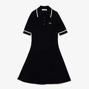 Dames Lacoste 3D naadloze flared polojurk in blauw