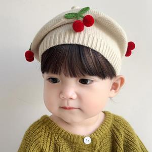 Selfyi Babies' Knitted Hat Children Girls Beret Cute Cherries Decoration Hats