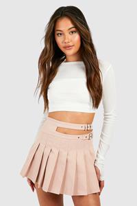 Boohoo Cut Out Buckle Detail Mini Skirt, Light Pink