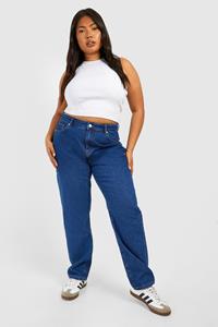 Boohoo Plus Baggy Mom Jeans, Mid Blue