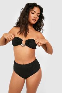 Boohoo Strapless High Waist Bikini Set Met Gouden Zoom En Textuur, Black
