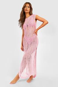 Boohoo Gehaakte Ladder Cover-Up Maxi Strand Jurk, Baby Pink