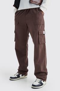 Boohoo Tall Baggy Cargo Joggingbroek Met Gesp En Elastische Taille, Chocolate