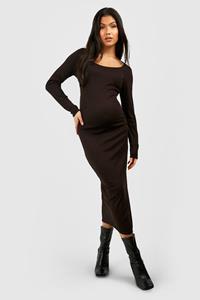 Boohoo Maternity Soft Rib Basic Midaxi Dress, Black