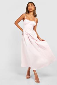 Boohoo Melkmeisjes Midaxi Jurk Met Bandjes, Pale Pink