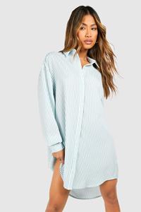 Boohoo Gestreepte Drop Shoulder Blouse Jurk, Blue