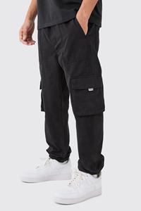 Boohoo Slim Fit Cargo Joggingbroek Met Elastische Taille En Logo, Black