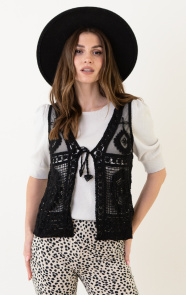 The Musthaves Kanten Boho Gilet Zwart