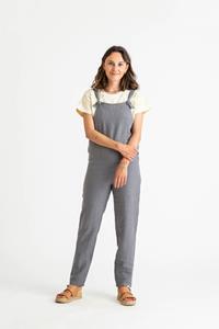 Damen vegan Overall Leinen Sturmblau