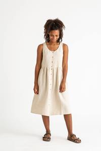 MATONA Damen vegan Gerafftes Kleid Mandel