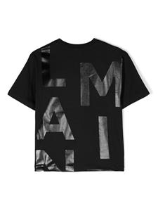 balmainkids Balmain Kids Katoenen T-shirt met logoprint - Zwart