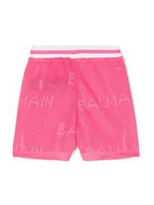 balmainkids Balmain Kids Shorts met logopatch - Roze