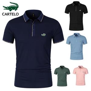 CARTELO 2024 Spring/Summer New Embroidered Polo Cool Silk Cotton Men's Breathable Top Quick Drying Polo Shirt Moisture Wicking Polo Shirt