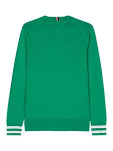 Tommy Hilfiger Trui met geborduurd logo en streep - Groen