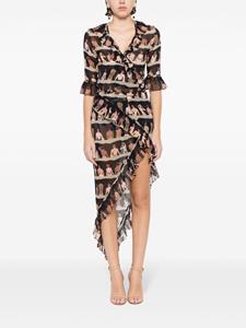 amirslama Amir Slama Cropped zijden blouse met print - Zwart