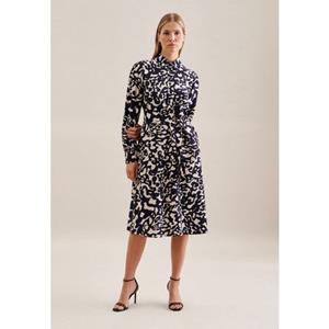 seidensticker Sommerkleid Schwarze Rose Langarm Kragen Animal