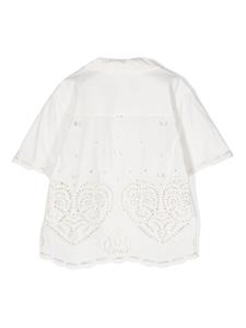 stellamccartneykids Stella McCartney Kids Broderie anglaise katoenen shirt - Wit