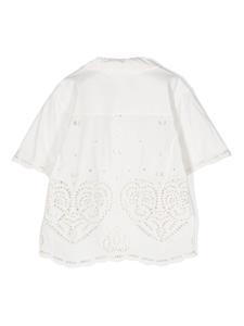 Stella McCartney Kids Broderie anglaise katoenen shirt - Wit