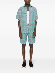 amirslama Amir Slama Shorts met geknoopte print van linnenblend - Blauw