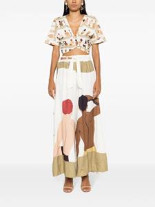 amirslama Amir Slama Blouse met print en gewikkelde voorkant - Beige