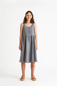 MATONA Damen vegan Gathered Dress Storm Blue