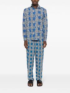 amirslama Amir Slama Broek met touwprint van linnenblend - Blauw