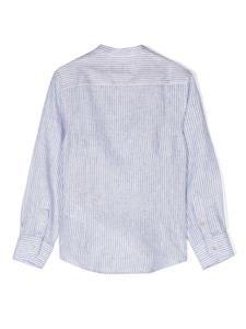 eleventykids Eleventy Kids Gestreept linnen shirt - Blauw
