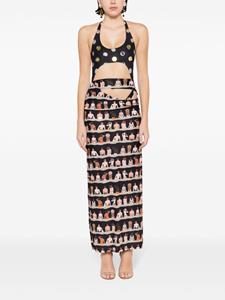 amirslama Amir Slama Maxi-rok met print en uitgesneden detail - Zwart