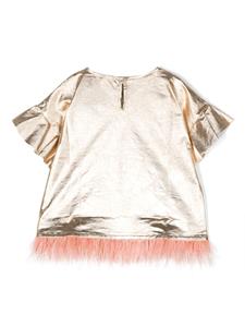 Andorine T-shirt met ruche cuffs - Goud