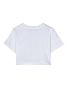 balmainkids Balmain Kids Cropped T-shirt met logoprint - Wit