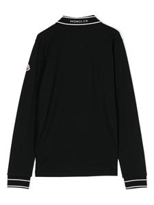 monclerenfant Moncler Enfant Poloshirt met intarsia logo - Zwart
