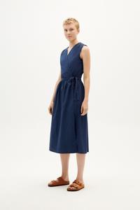 Thinking MU Damen vegan Kleid Poppy Seersucker Navy