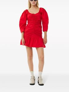 GANNI Gesmockte popeline midi-jurk - Rood