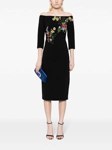 sachin&babi Sachin & Babi Fatima midi-jurk met geborduurde bloemen - Zwart