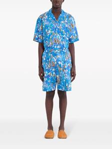 Marni Katoenen shorts met bloemenprint - Blauw