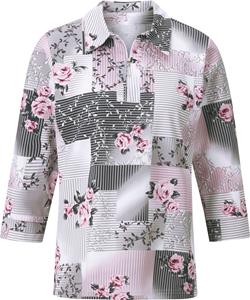 Your Look... for less! Dames Poloshirt roze/steengrijs bedrukt Größe