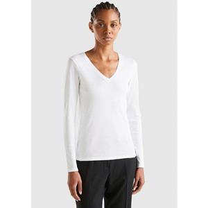 United Colors of Benetton Langarmshirt, mit femininem V-Neck