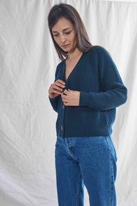 L'Envers Damen vegan Strickjacke Anna Blau