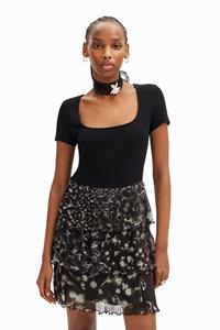 Desigual Gecombineerde geplisseerde mini-jurk - BLACK