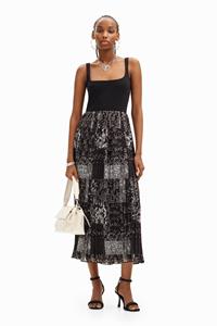 Desigual Gecombineerde geplisseerde midi-jurk - BLACK