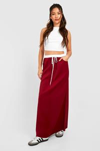 Boohoo Maxi Rok Met Tailleband Detail, Cherry