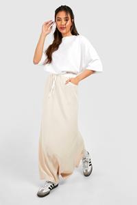 Boohoo Maxi Rok Met Tailleband Detail, Stone